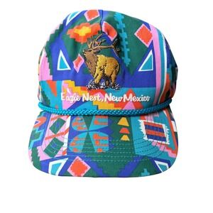 Vintage San Sun Eagle Nest New Mexico Elk Southwestern Snapback Hat Rope Cap